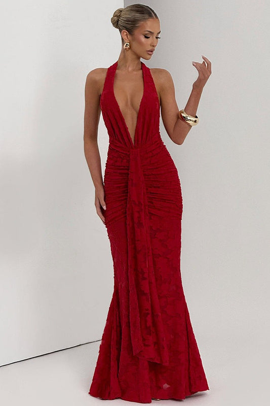 Tie Up Ruched Bodycon Party Dress