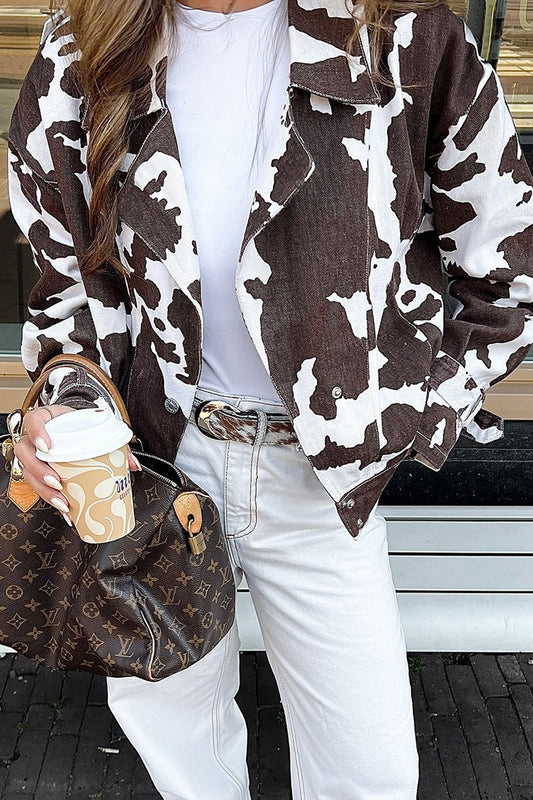 Retro Cow Pattern Printed Coat