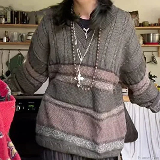 2000s Vintage Striped Y2K Preppy Style Sweater