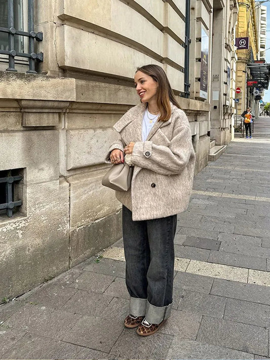 Thick Woolen Cropped Coat