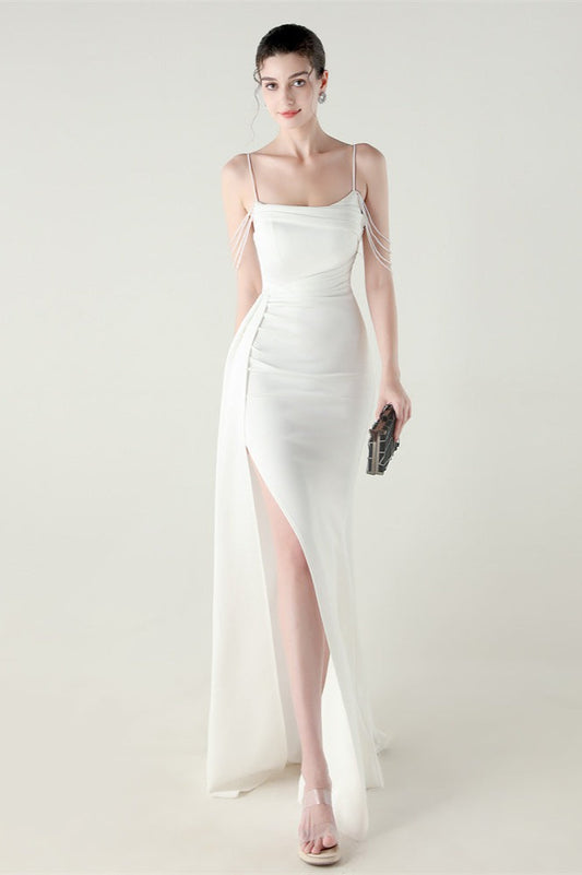 Satin Spaghetti Strap Mermaid Party Dress