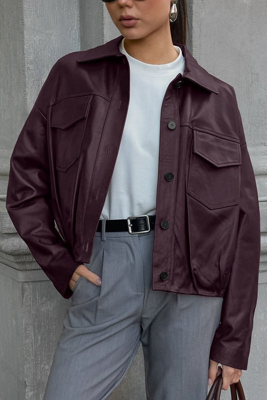 Burgundy Leather Moto Jacket