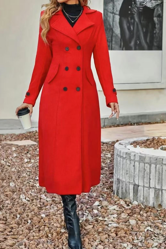Wool Blend Lapel Double Breasted Chic Overcoat