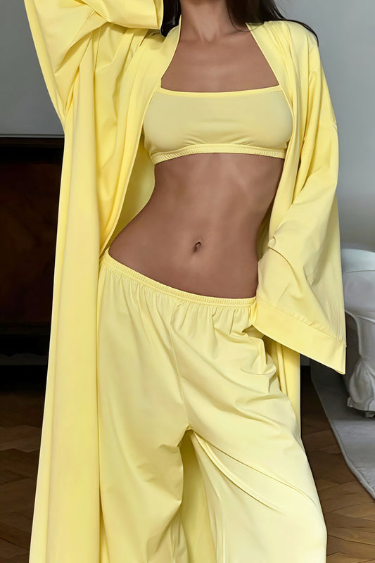 Casual Strapless Wide Leg Three Piece Set