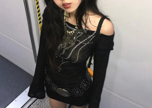 Tattoo Print Knit Top