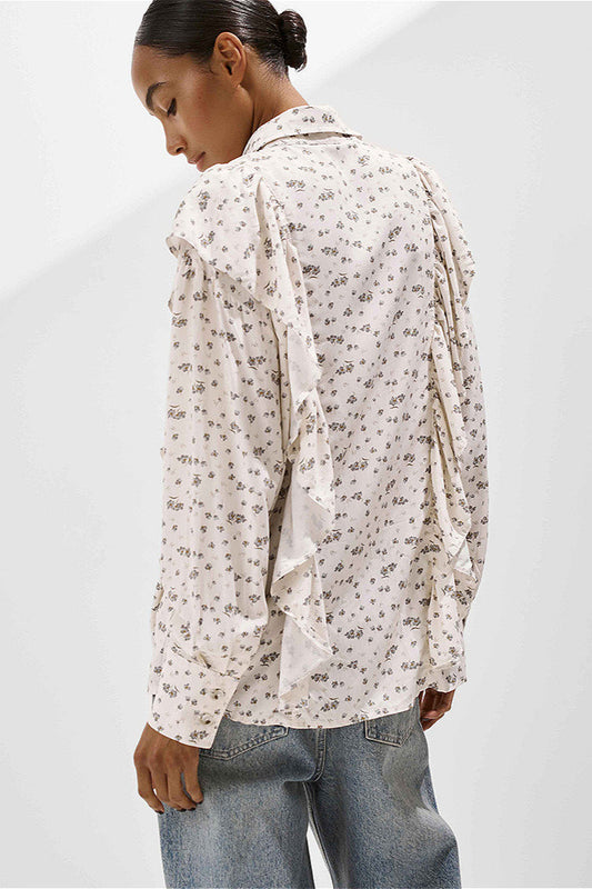 Loose Floral Ruffled Printed Bloshope