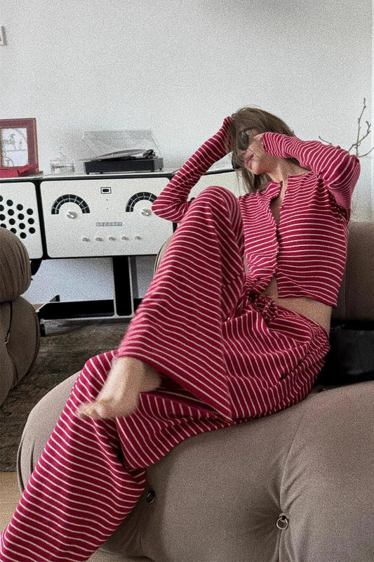 Romantic Striped Minimalist Two Piece Set