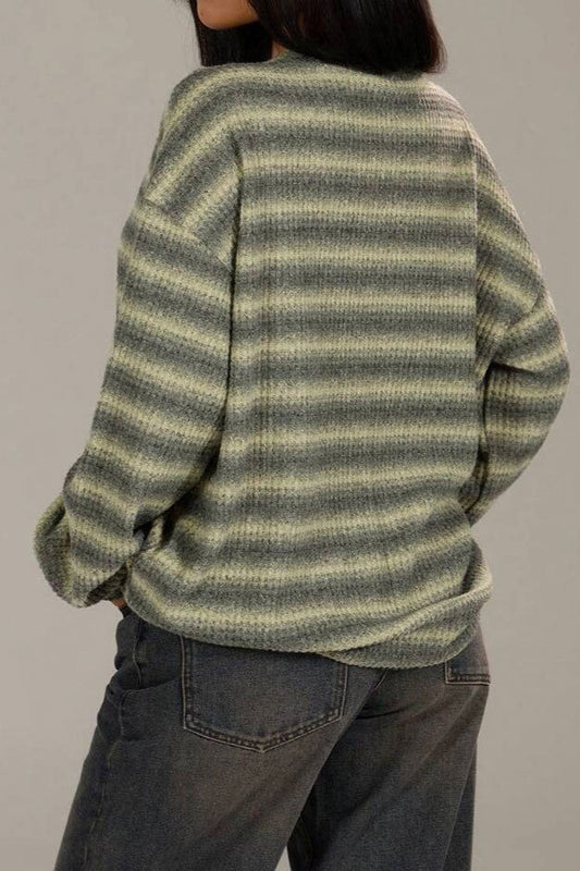 Relaxed Elegant Striped Knit Pullover Bloshope