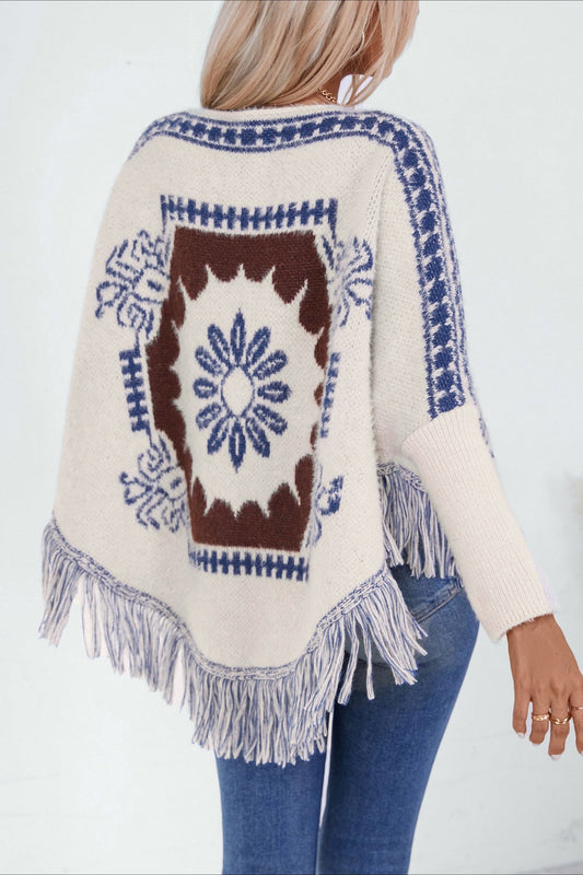 Pullover Knit Ethnic Long Sleeve Bloshope