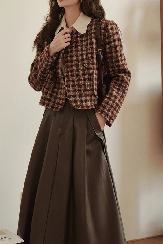 Vintage Plaid Single Breasted Jacket