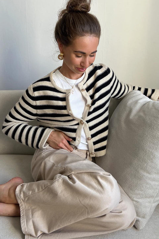 Lightweight Striped Knit Cardigan