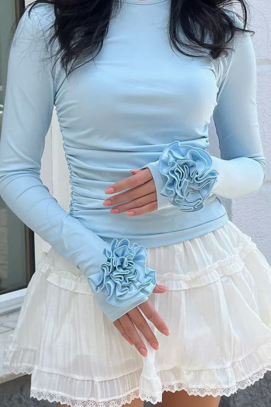 3D Floral Slim-Fit Long Sleeve Bloshope