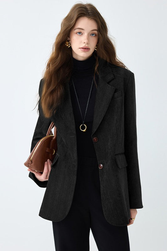 Vintage Solid Color Blazer