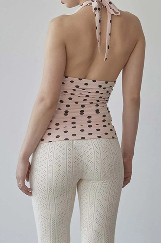 V Neck Halter Polka Dot Bloshope