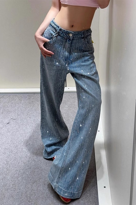 Rhinestone Embellished Denim Jeans
