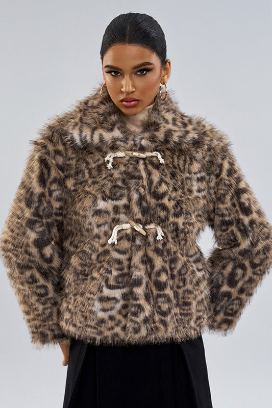Leopard Print Faux Fur Coat