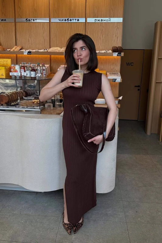 Solid Tank Split Maxi Dress