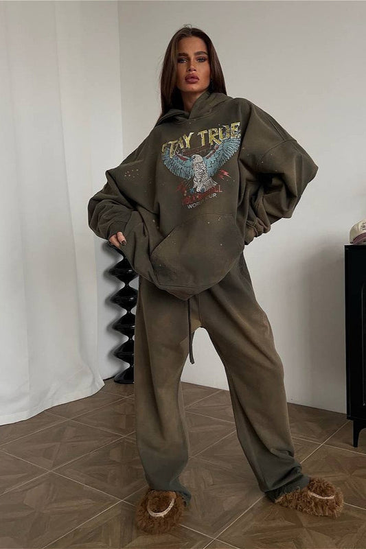 Streetwear Hoodie Two Piece Pants Set