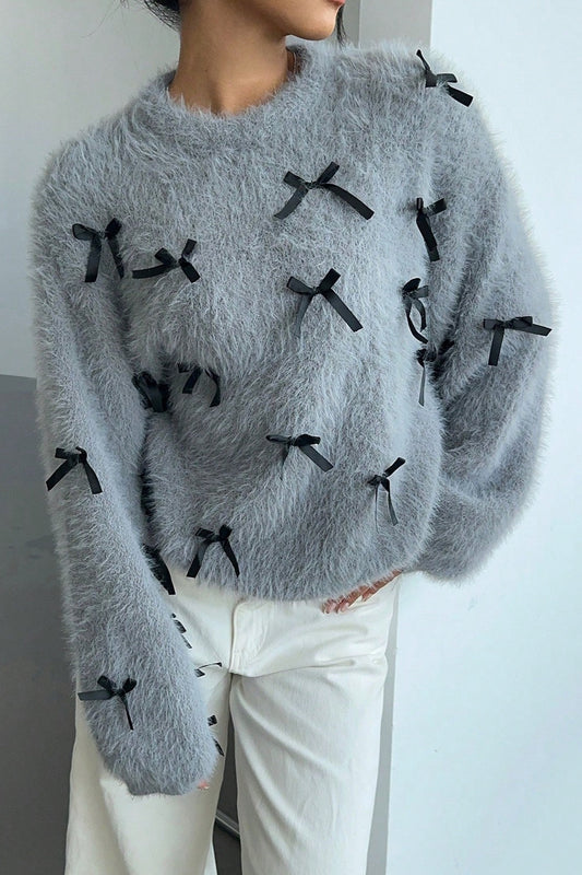 Mohair Bow Pullover Loose Bloshope