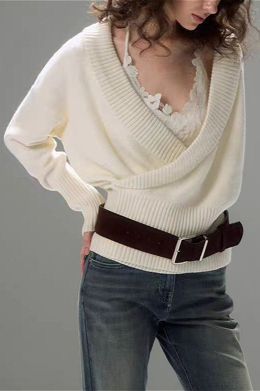 Minimalist Wrap Front Knit Bloshope