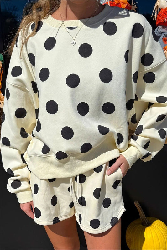 Polka Dot Sweatshirt and Shorts Set