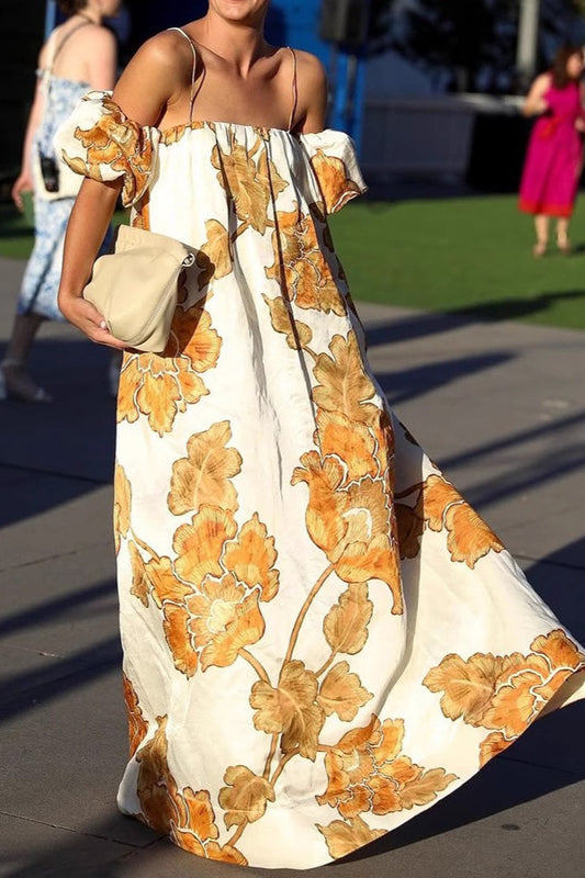 Floral Print Sleeveless Vacation Maxi Dress