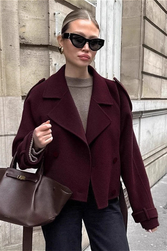 Thick Brown Wool Double Breasted Jacket