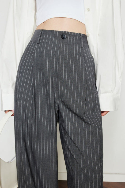 Vintage Pinstripe Wide-Leg Pants