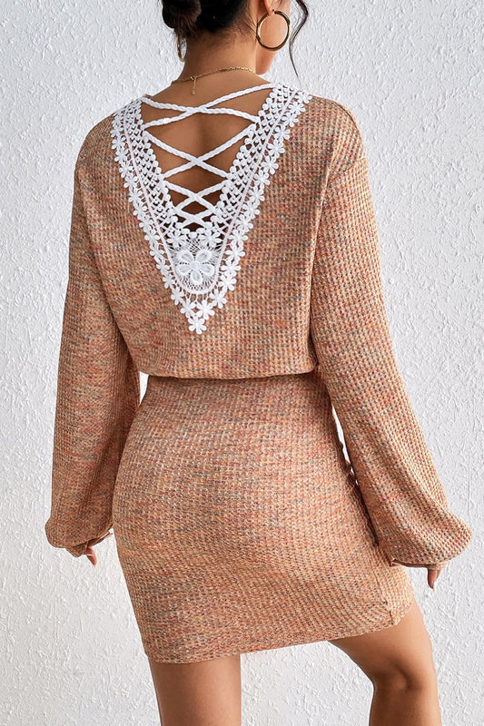 Backless Long Sleeve Knit Sweater Dress