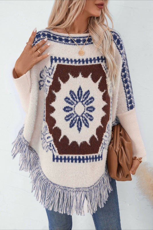 Pullover Knit Ethnic Long Sleeve Bloshope