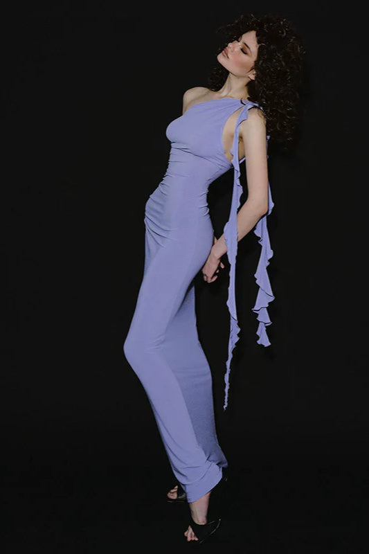 One-Shoulder Backless High-Waist Bodycon Maxi Dress