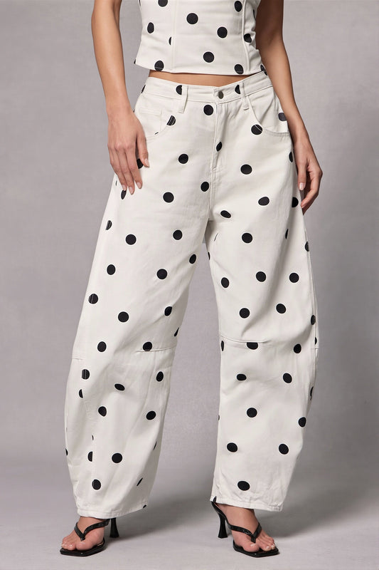 Chic Polka Dot Barrel Jeans