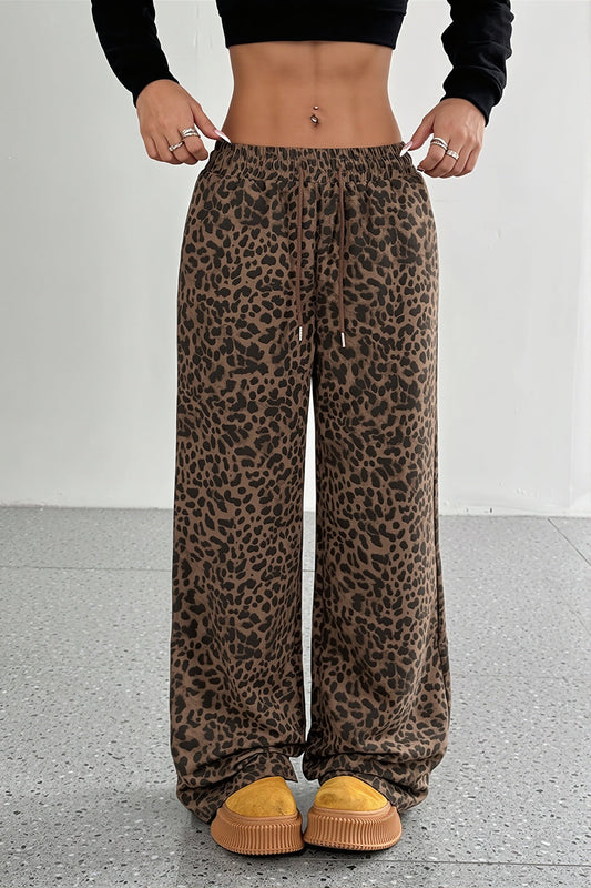 Leopard Print Wide Leg Pants