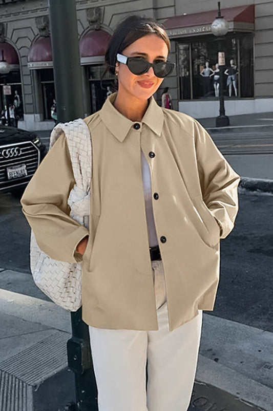 French Khaki Utility Trench Coat