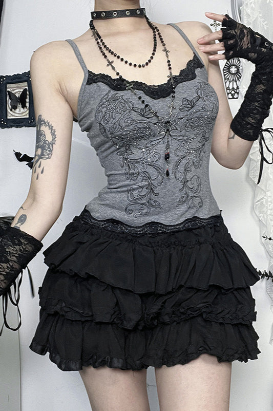 Butterfly Print Gothic Cami Corset