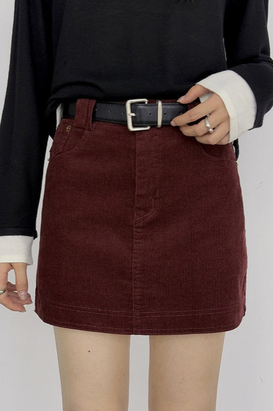 Retro Corduroy A-Line Skirt
