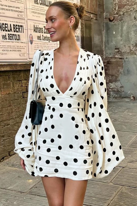 Vintage Polka Dot Bodycon Mini Dress