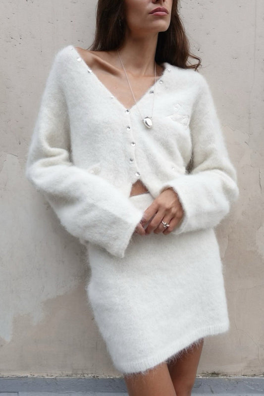 Diamond Button Knit Set Plshoph Lazy Luxury Two Piece Set