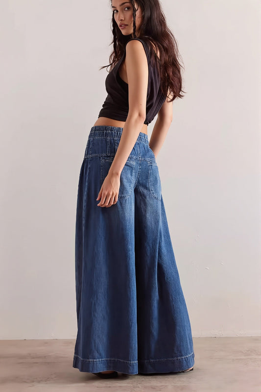Casual Drawstring Wide Leg Jeans