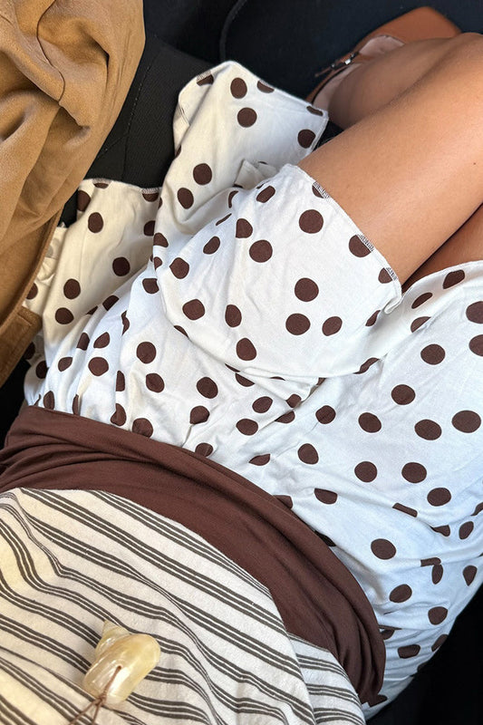 Polka Dot Colorblock Asymmetrical Mini Skirt