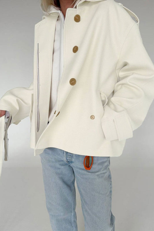 Lapel Faux Suede Drape Jacket