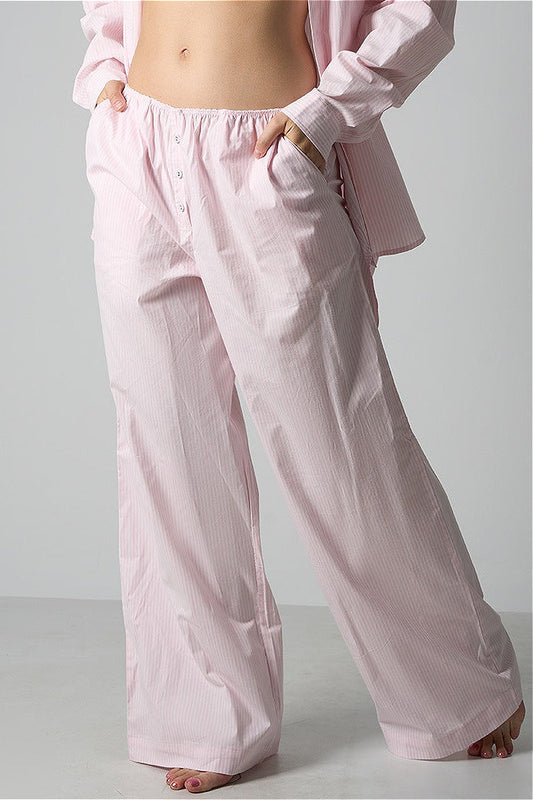 Light Striped Elastic Relaxed Pants