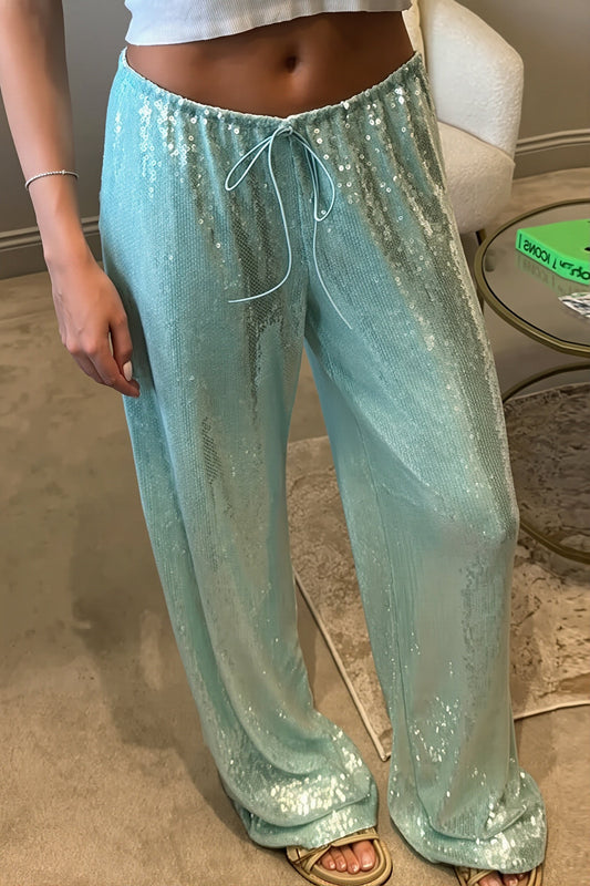 Sequined Wide Leg Casual Pants