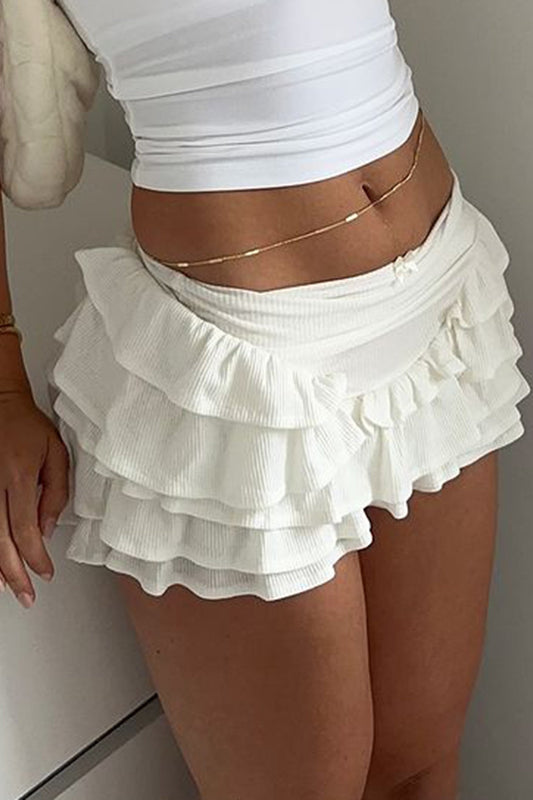 Bohemian Ruffle High Waist Mini Skirt