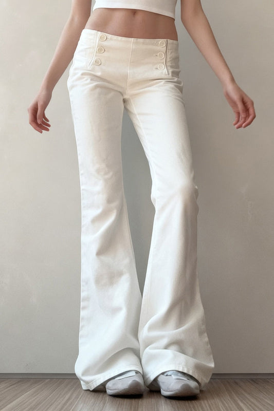 White Stretch Low Rise Bootcut Casual Jeans