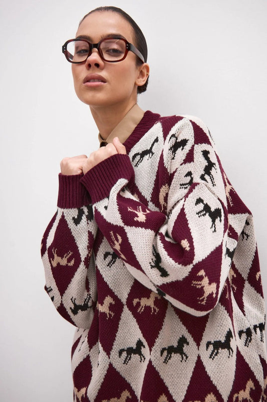 Long Sleeve Colorblock Knit Sweater