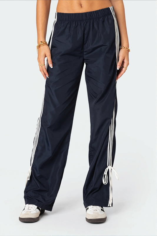 Contrast Side Stripe Tie Pants