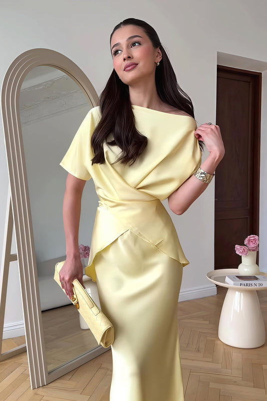 Flowy Elegant Short Sleeve  Skirt Set