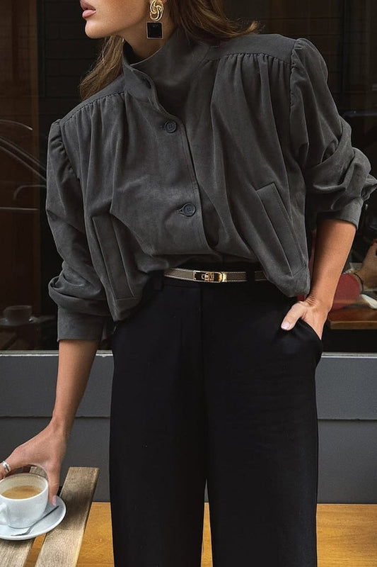 Chic Suede Style Long Sleeve Jacket