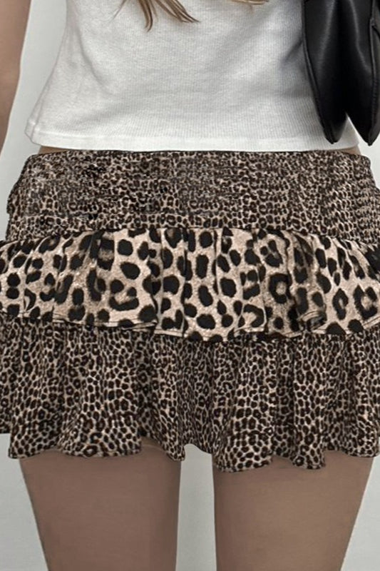 Leopard Patchwork Mini Skirt